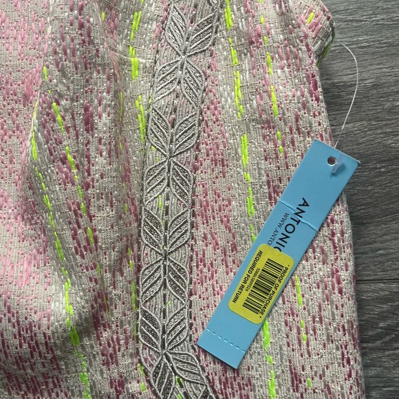 NEW Antonio Melani Pink Yellow Tweed Cap Sleeve Fitted Career Dress Size 12 Work - Picture 2 of 10